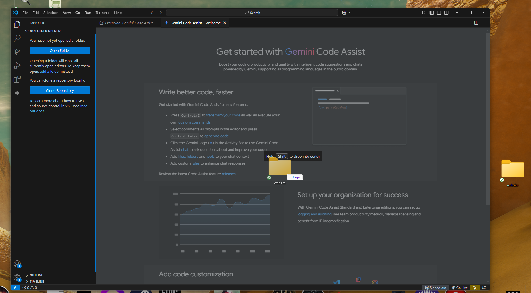 Signing in to Gemini
